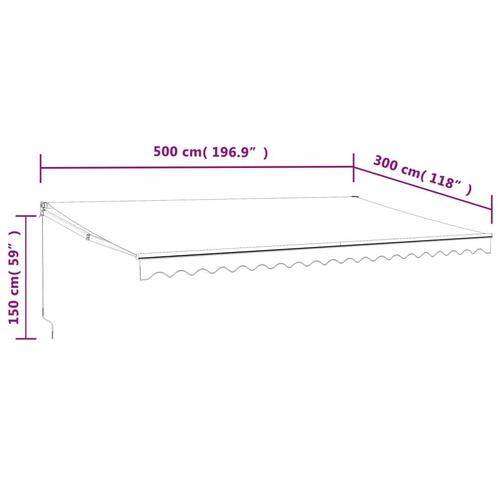 Foldemarkise manuel betjening 5x3 m stof aluminium blå hvid