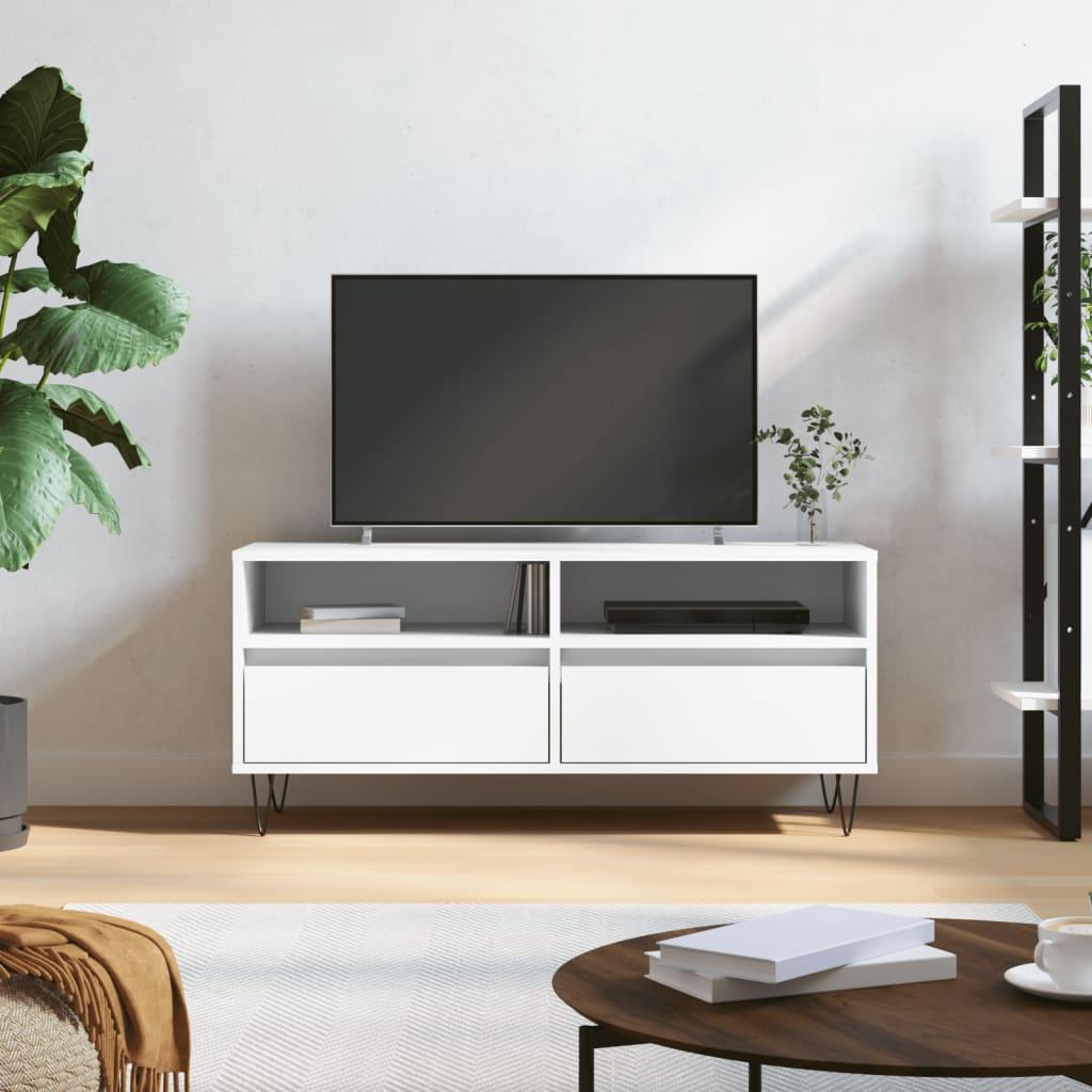 Tv-bord 100x34,5x44,5 cm konstrueret træ hvid