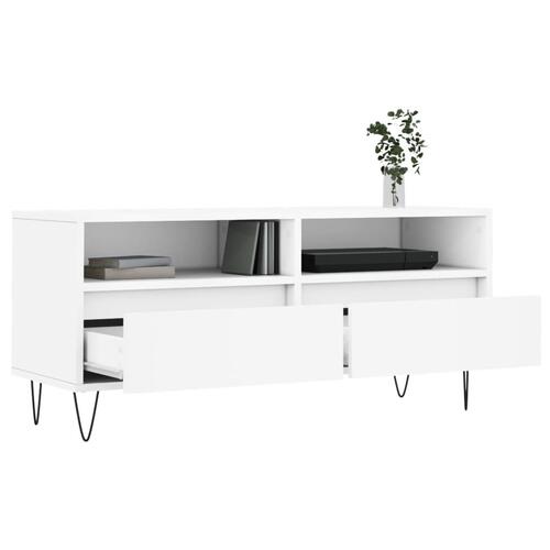 Tv-bord 100x34,5x44,5 cm konstrueret træ hvid
