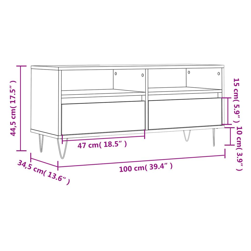 Tv-bord 100x34,5x44,5 cm konstrueret træ hvid