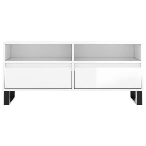 Tv-bord 100x34,5x44,5 cm konstrueret træ hvid højglans