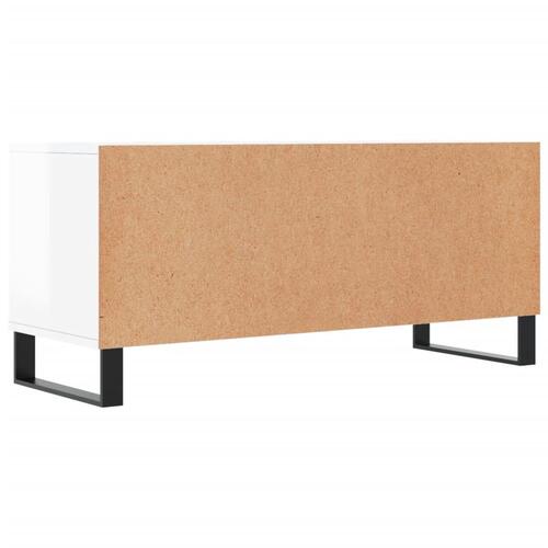 Tv-bord 100x34,5x44,5 cm konstrueret træ hvid højglans