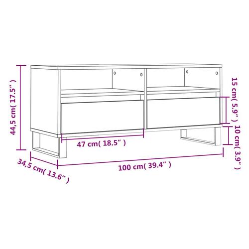 Tv-bord 100x34,5x44,5 cm konstrueret træ hvid højglans