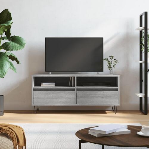Tv-bord 100x34,5x44,5 cm konstrueret træ grå sonoma-eg