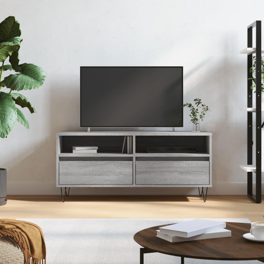Tv-bord 100x34,5x44,5 cm konstrueret træ grå sonoma-eg