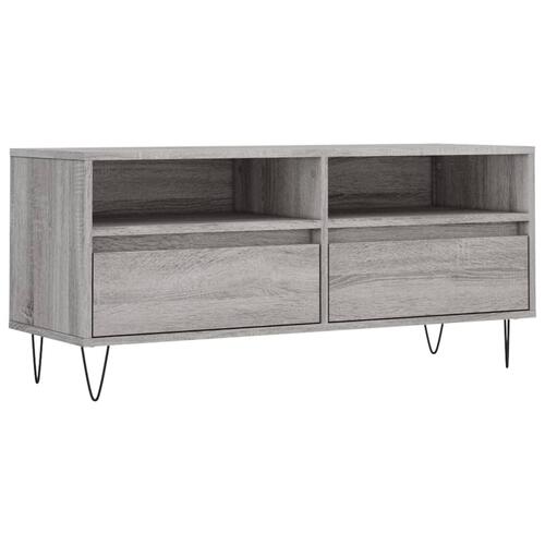 Tv-bord 100x34,5x44,5 cm konstrueret træ grå sonoma-eg