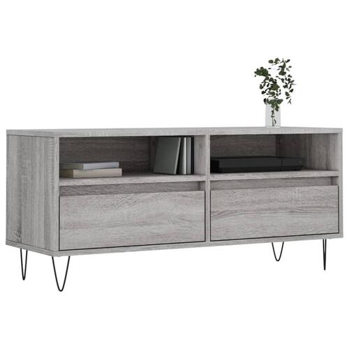 Tv-bord 100x34,5x44,5 cm konstrueret træ grå sonoma-eg