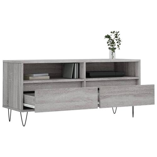 Tv-bord 100x34,5x44,5 cm konstrueret træ grå sonoma-eg