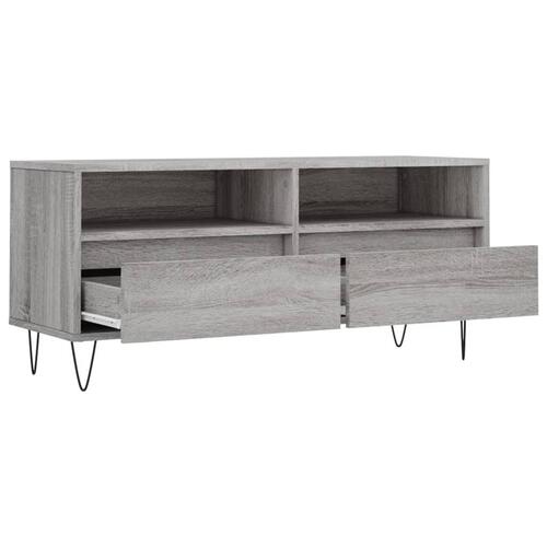 Tv-bord 100x34,5x44,5 cm konstrueret træ grå sonoma-eg