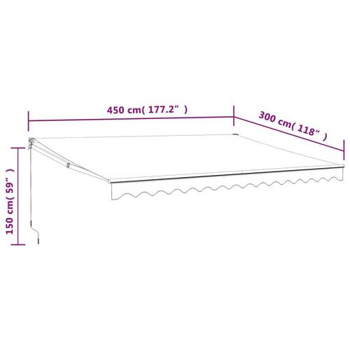 Foldemarkise 4,5x3 m stof og aluminium antracitgrå