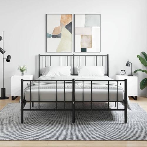 Sengeborde 2 stk. 40x40x50 cm konstrueret træ hvid højglans