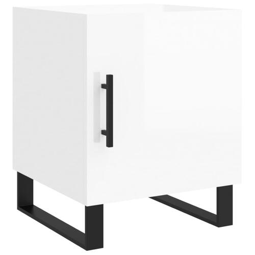 Sengeborde 2 stk. 40x40x50 cm konstrueret træ hvid højglans