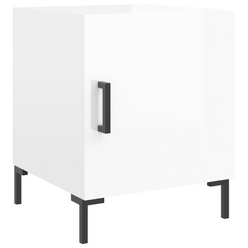 Sengeborde 2 stk. 40x40x50 cm konstrueret træ hvid højglans