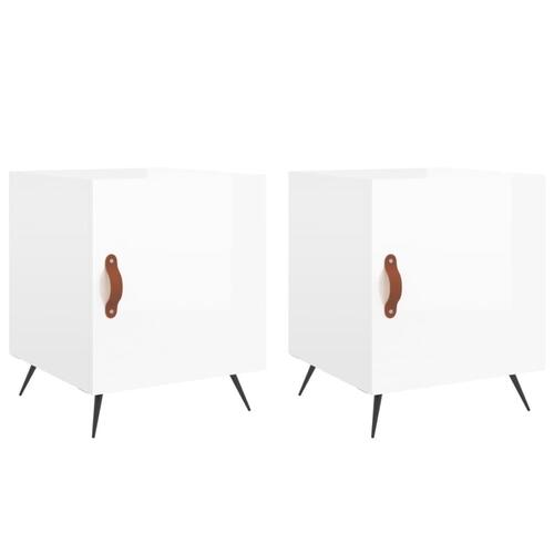 Sengeborde 2 stk. 40x40x50 cm konstrueret træ hvid højglans