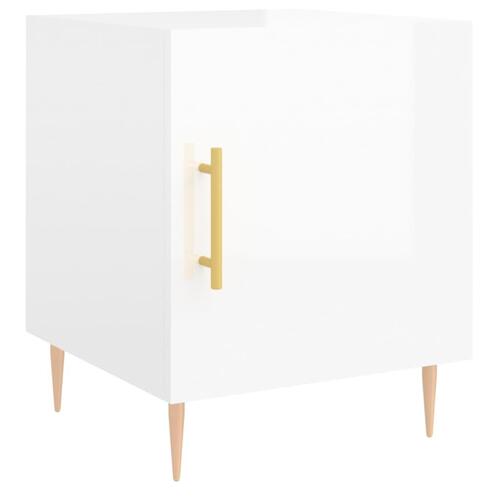 Sengeborde 2 stk. 40x40x50 cm konstrueret træ hvid højglans