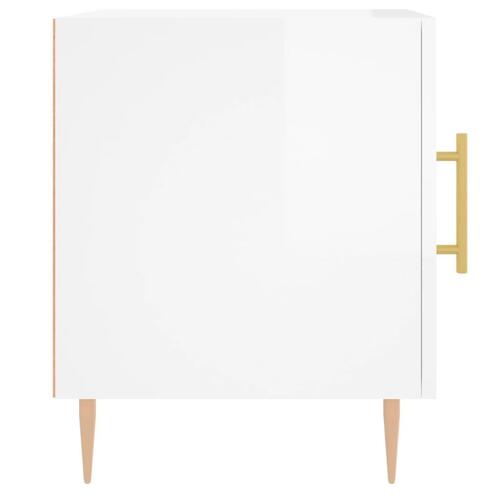 Sengeborde 2 stk. 40x40x50 cm konstrueret træ hvid højglans