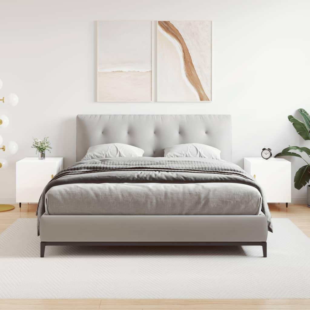 Sengeborde 2 stk. 40x40x50 cm konstrueret træ hvid højglans