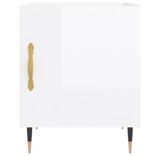 Sengeborde 2 stk. 40x40x50 cm konstrueret træ hvid højglans