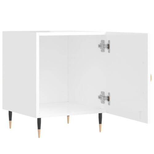 Sengeborde 2 stk. 40x40x50 cm konstrueret træ hvid højglans