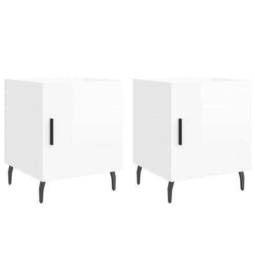 Sengeborde 2 stk. 40x40x50 cm konstrueret træ hvid højglans