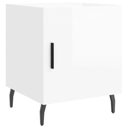 Sengeborde 2 stk. 40x40x50 cm konstrueret træ hvid højglans