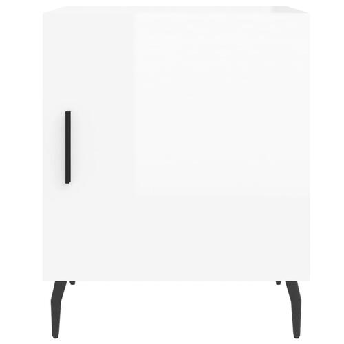 Sengeborde 2 stk. 40x40x50 cm konstrueret træ hvid højglans