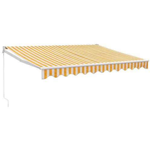 Foldemarkise manuel betjening 3,5x2,5 m stof aluminium gul hvid