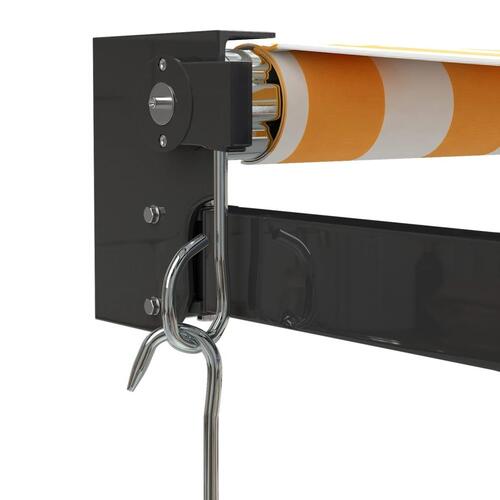 Foldemarkise manuel betjening 4x3 m stof aluminium gul hvid