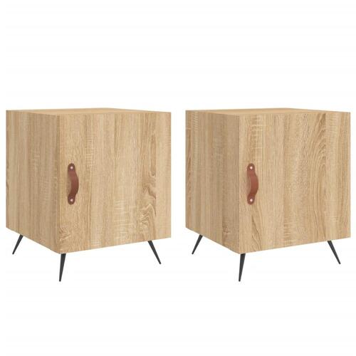 Sengeborde 2 stk. 40x40x50 cm konstrueret træ sonoma-eg