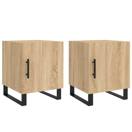 Sengeborde 2 stk. 40x40x50 cm konstrueret træ sonoma-eg
