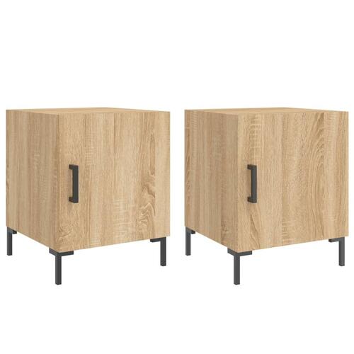 Sengeborde 2 stk. 40x40x50 cm konstrueret træ sonoma-eg