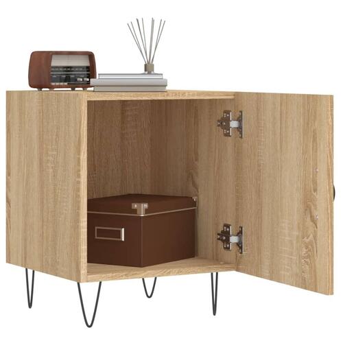 Sengeborde 2 stk. 40x40x50 cm konstrueret træ sonoma-eg