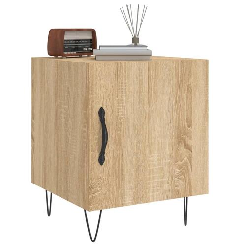 Sengeborde 2 stk. 40x40x50 cm konstrueret træ sonoma-eg