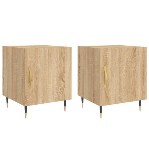 Sengeborde 2 stk. 40x40x50 cm konstrueret træ sonoma-eg