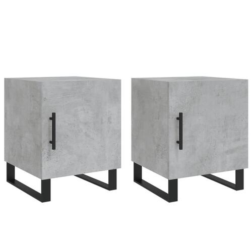 Sengeborde 2 stk. 40x40x50 cm konstrueret træ betongrå