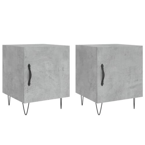 Sengeborde 2 stk. 40x40x50 cm konstrueret træ betongrå
