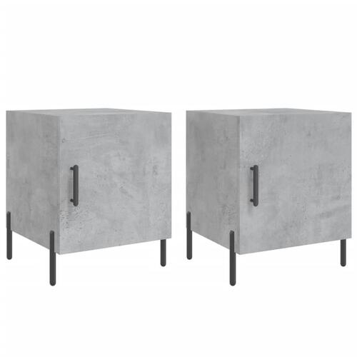 Sengeborde 2 stk. 40x40x50 cm konstrueret træ betongrå