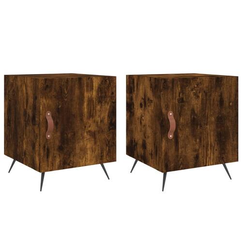 Sengeborde 2 stk. 40x40x50 cm konstrueret træ røget egetræ