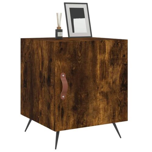 Sengeborde 2 stk. 40x40x50 cm konstrueret træ røget egetræ