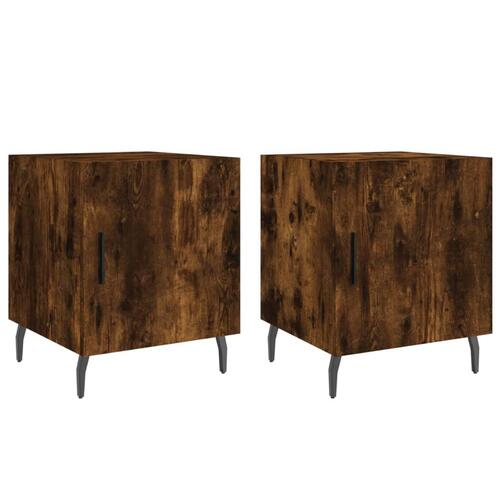 Sengeborde 2 stk. 40x40x50 cm konstrueret træ røget egetræ