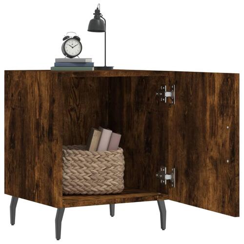 Sengeborde 2 stk. 40x40x50 cm konstrueret træ røget egetræ