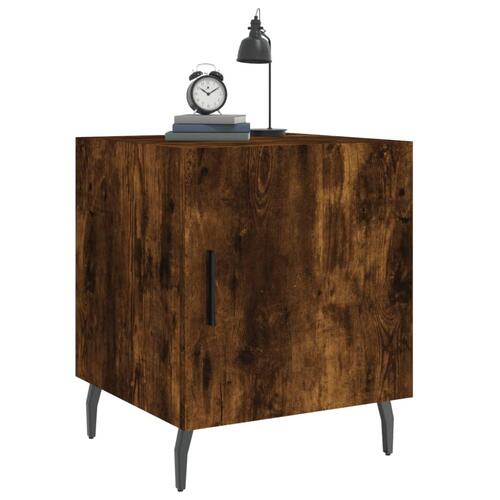 Sengeborde 2 stk. 40x40x50 cm konstrueret træ røget egetræ