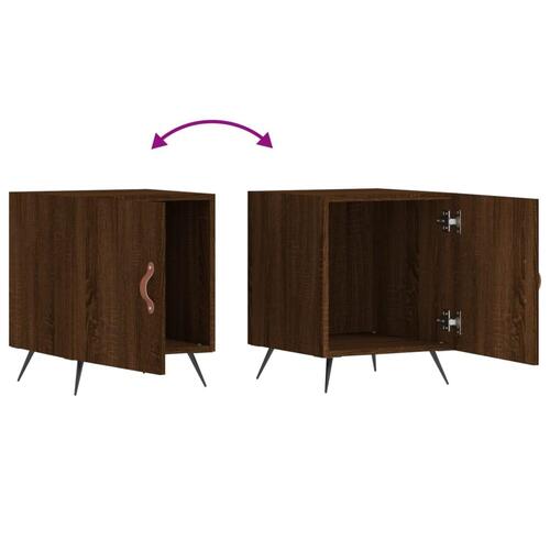 Sengeborde 2 stk. 40x40x50 cm konstrueret træ brunt egetræ