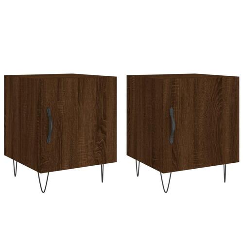 Sengeborde 2 stk. 40x40x50 cm konstrueret træ brunt egetræ
