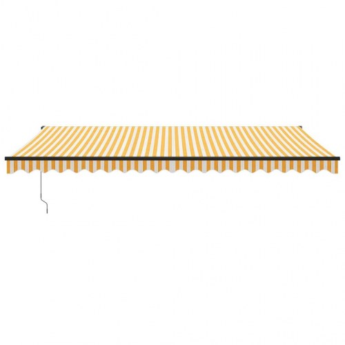 Foldemarkise 5 × 3 m - gul/hvid stribet stof og aluminium