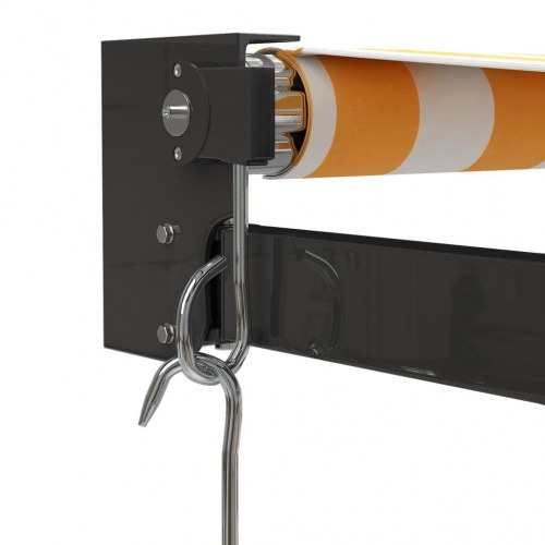 Foldemarkise 5 × 3 m - gul/hvid stribet stof og aluminium