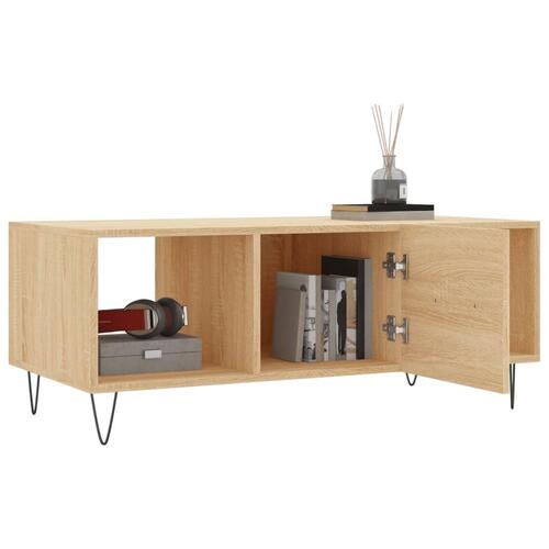 Sofabord 102x50x40 cm konstrueret træ sonoma-eg