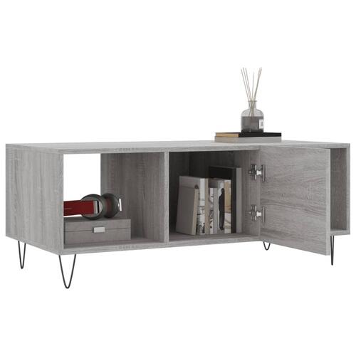 Sofabord 102x50x40 cm konstrueret træ grå sonoma-eg