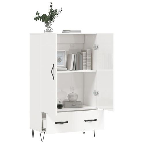 Skab 69,5x31x115 cm konstrueret træ hvid højglans