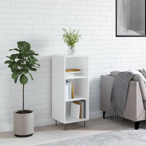 Skænk 34,5x32,5x90 cm konstrueret træ hvid højglans